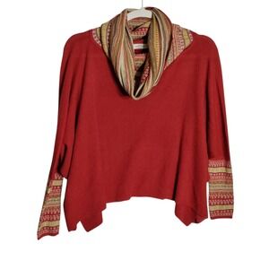 Simply Natural Designs Red 100% Baby Alpaca Cowl Neck Sweater Peru‎
